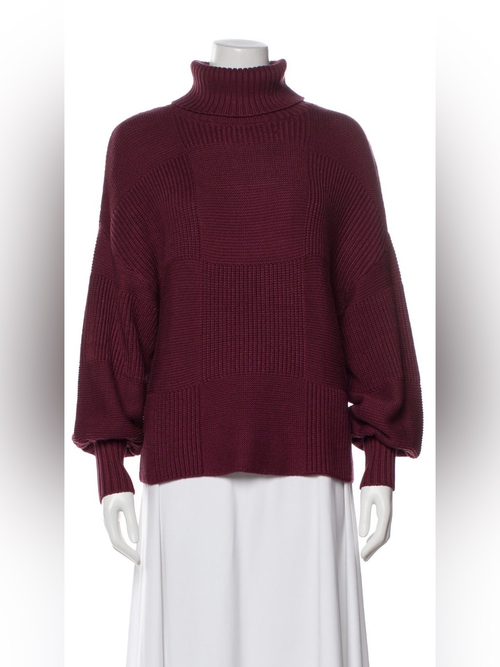 STAUD Burgundy Ribbed Turtleneck Sweater